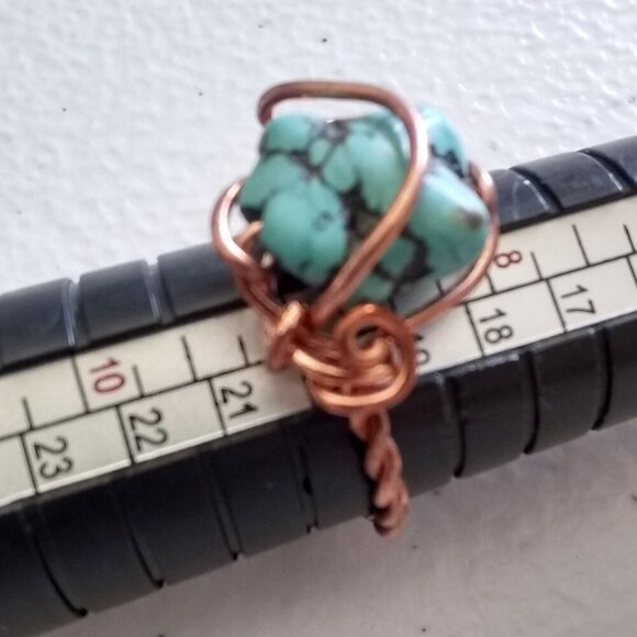 Ring Size 9.25 ~ Southwest Serenade: Turquoise Magnesite Wrapped in Copper - Picture 6 of 10